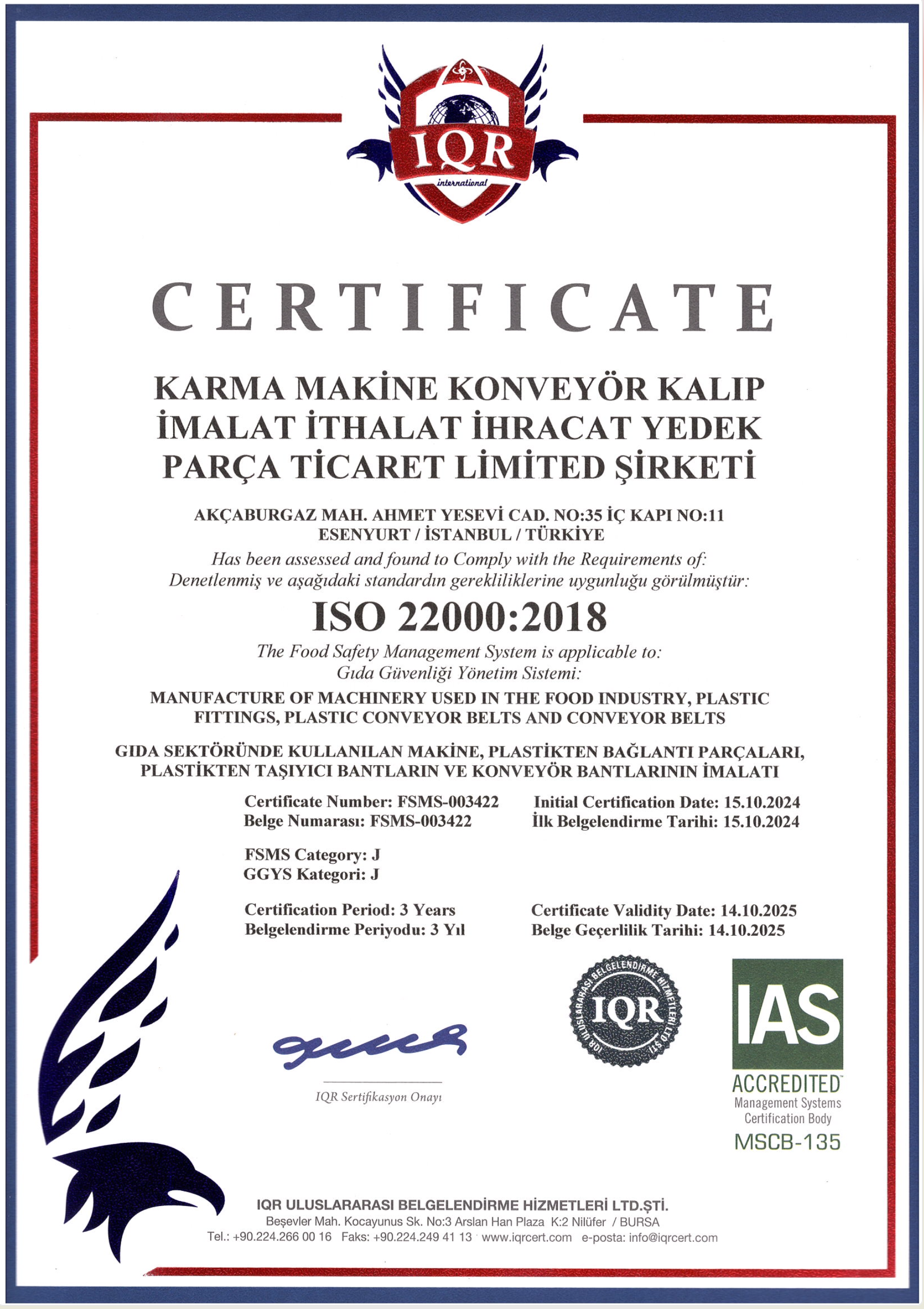 ISO 22000:2018 | Aja Metal